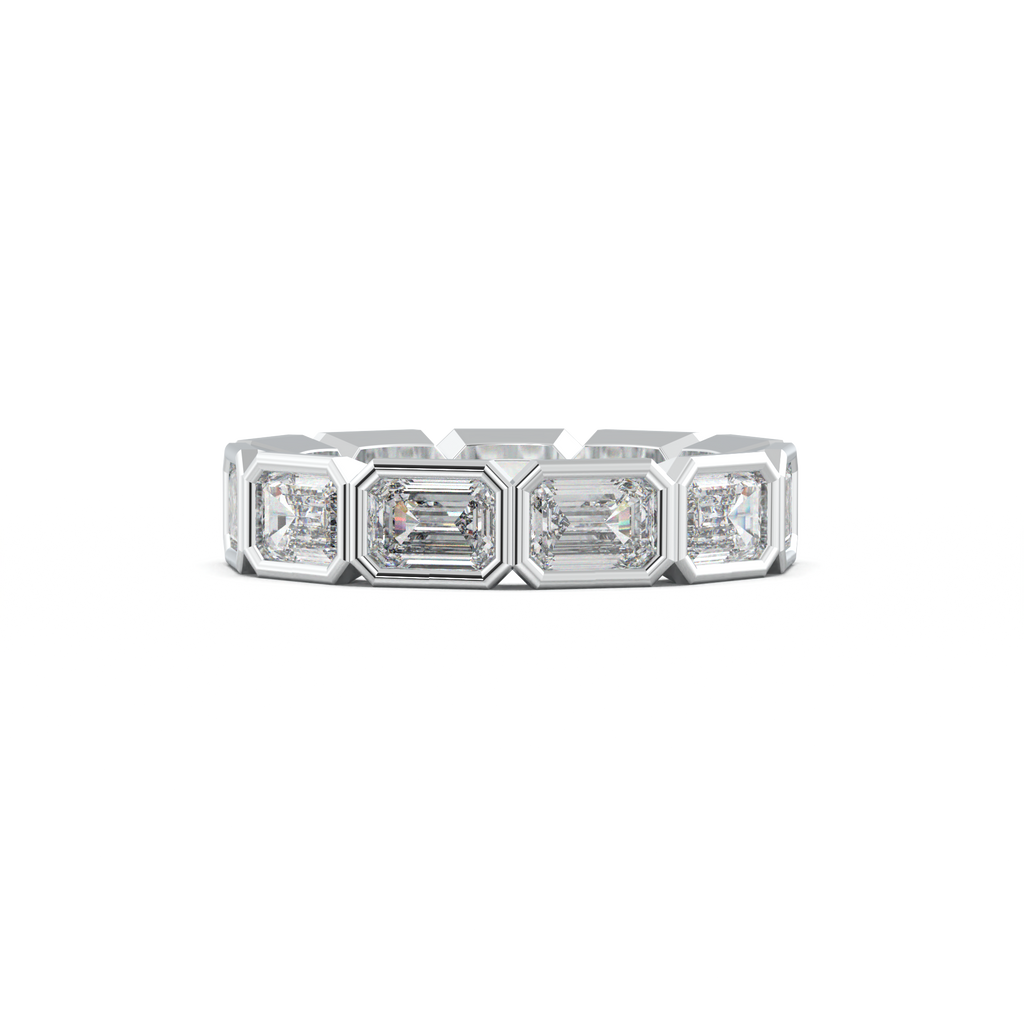 Emerald-Cut Bezel-Style Eternity Wedding Band