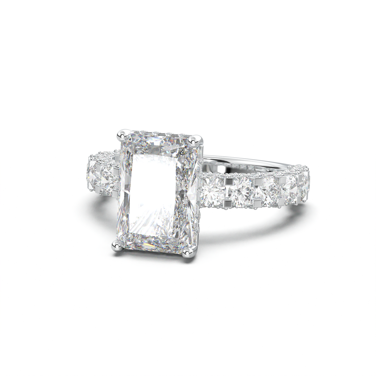 Radiant Diamond Band Engagement Ring
