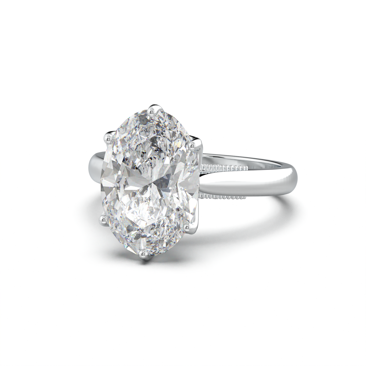 Oval Tulip Setting Hidden bridge Halo Engagement Ring