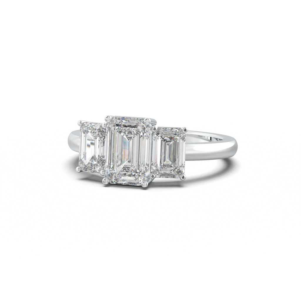 Emerald Three-Stone Engagement Ring