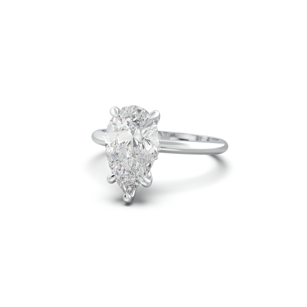 Pear Hidden Halo Engagement Ring