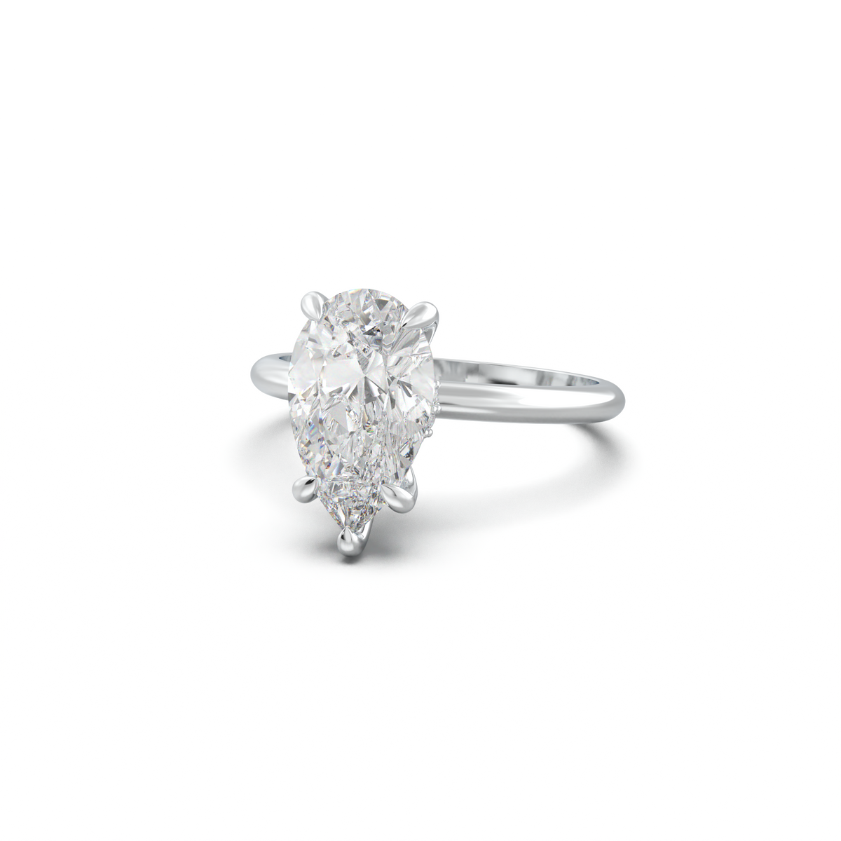 Pear Hidden Halo Engagement Ring