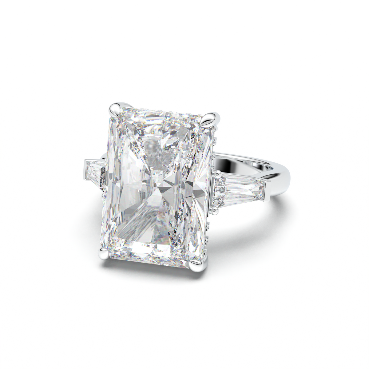 Radiant Baguette Hidden Halo Engagement Ring
