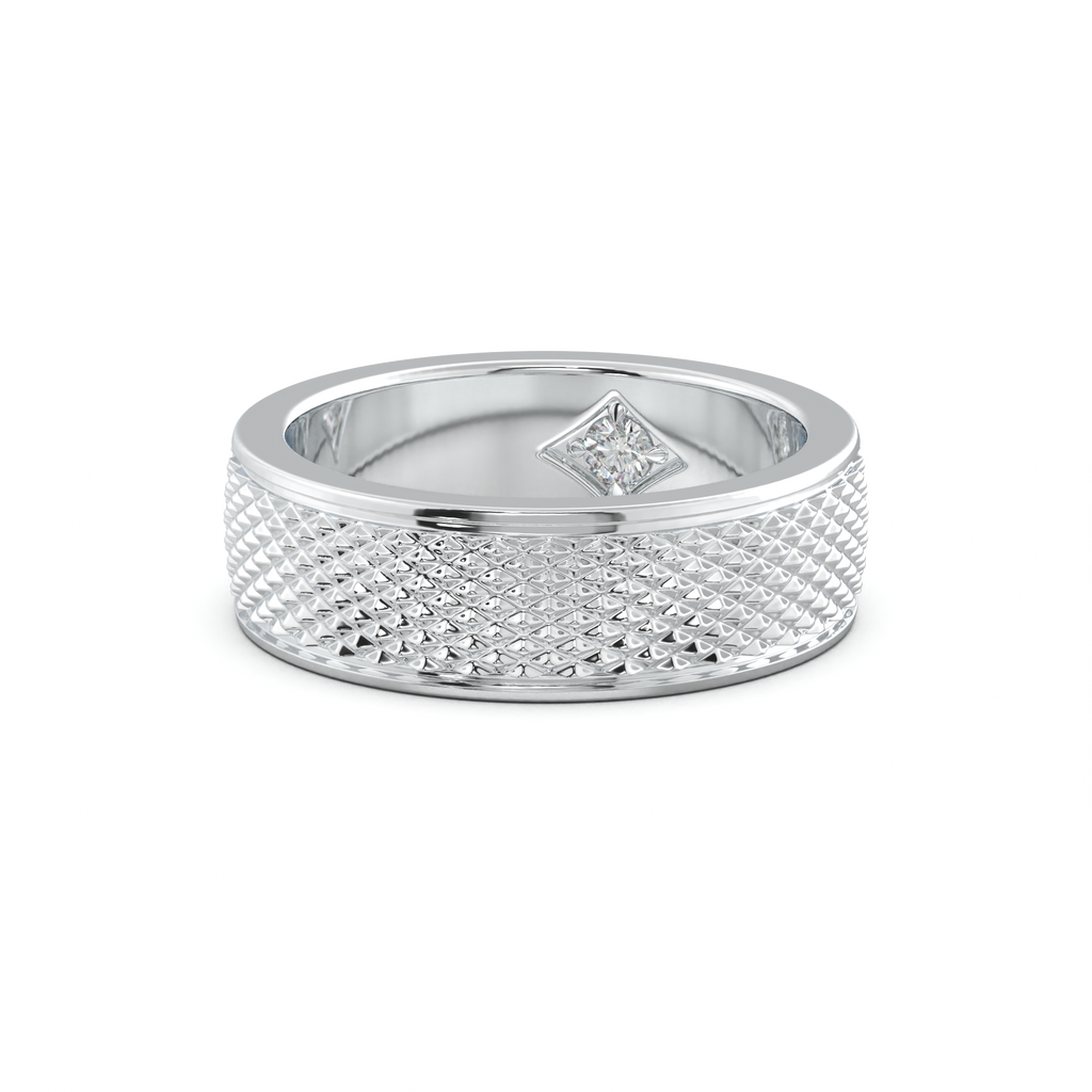 Diamond-Cut Textured Men's Wedding Band
