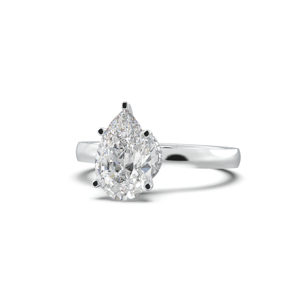 Pear Hidden Halo Engagement Ring