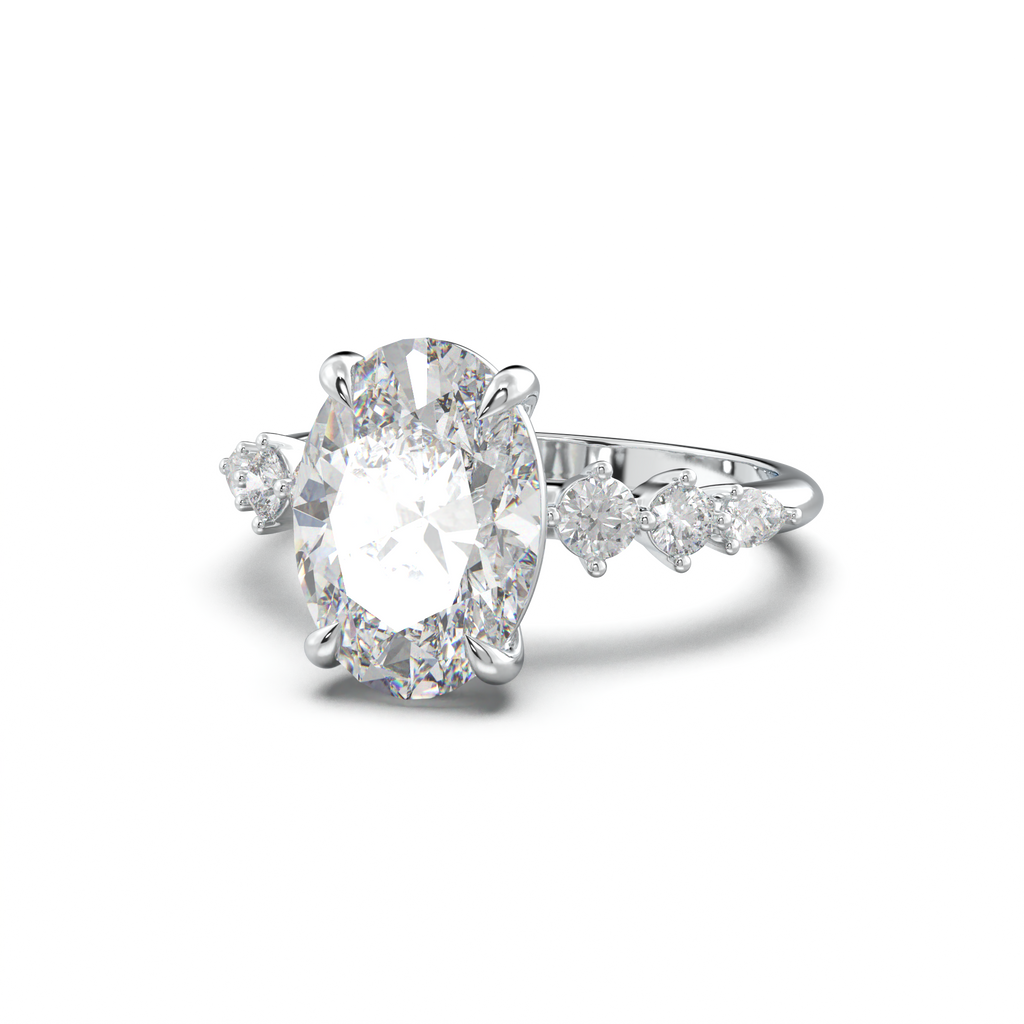Oval Pear-Accent Engagement Ring