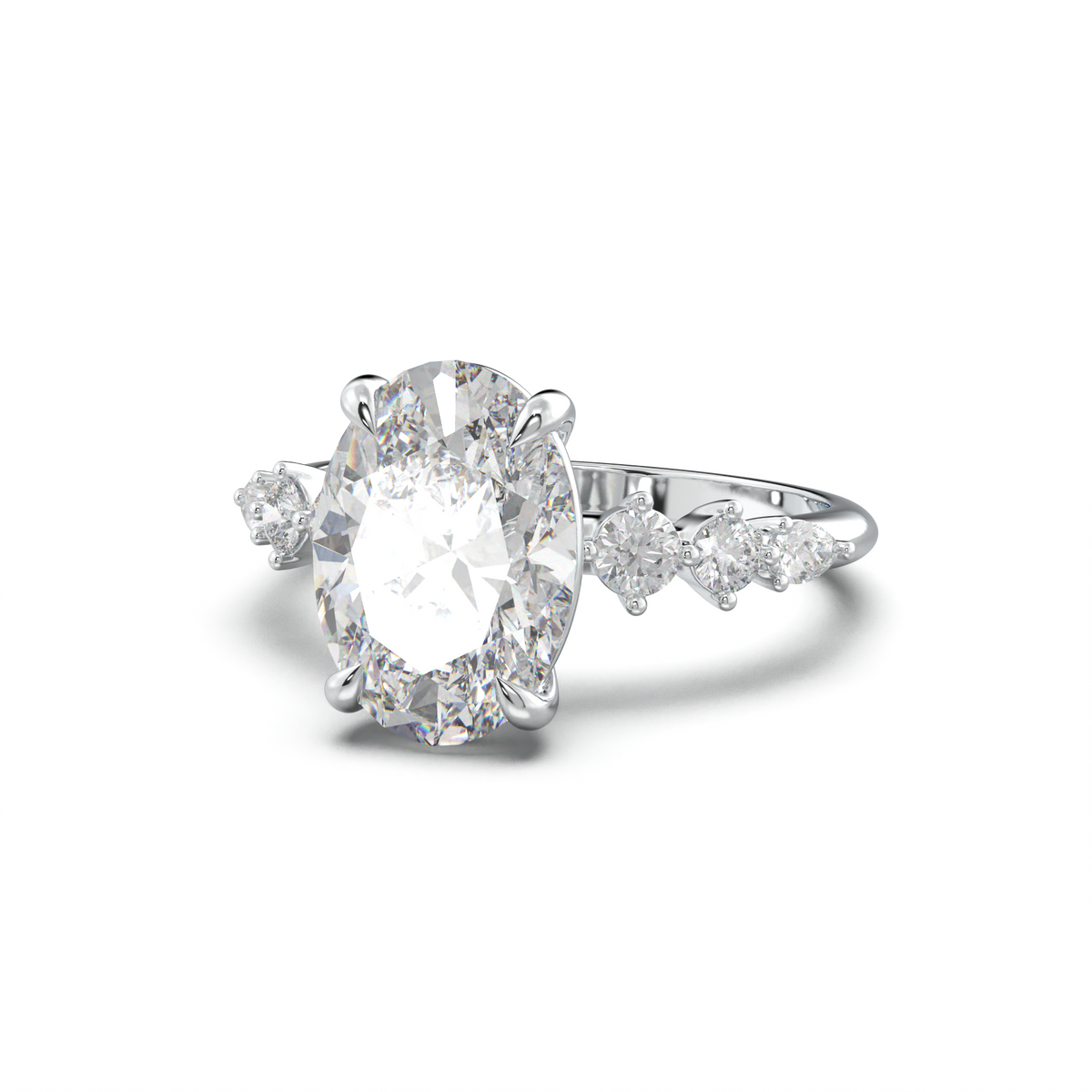 Oval Pear-Accent Engagement Ring