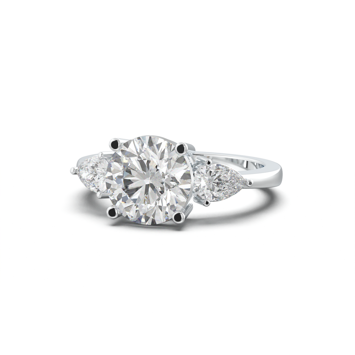 Round Pear Three-Stone Engagement Ring