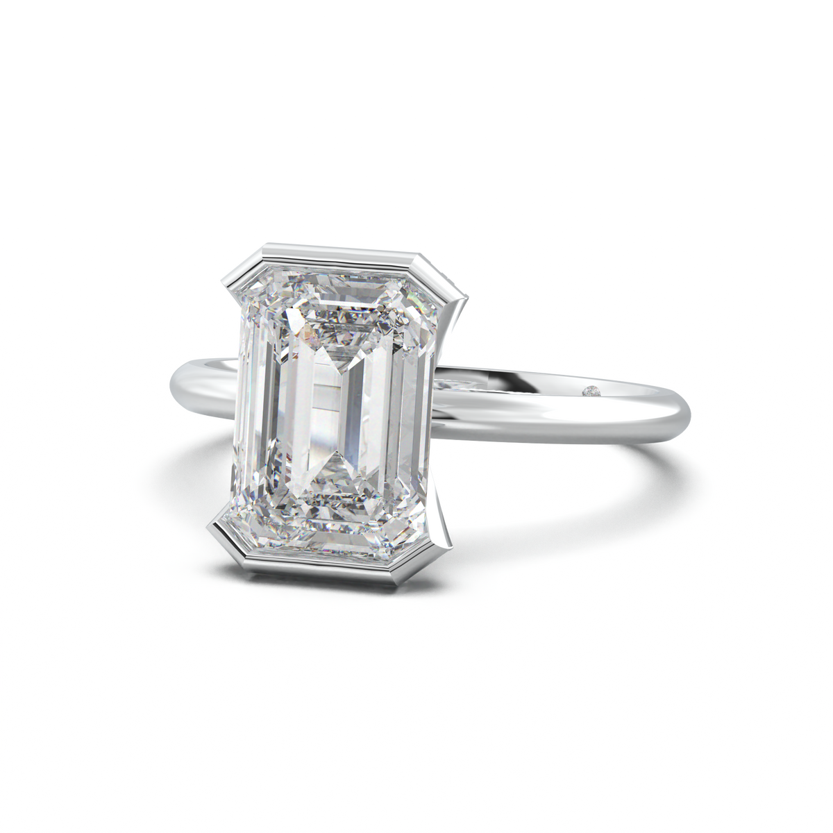 Emerald Hidden Halo Engagement Ring