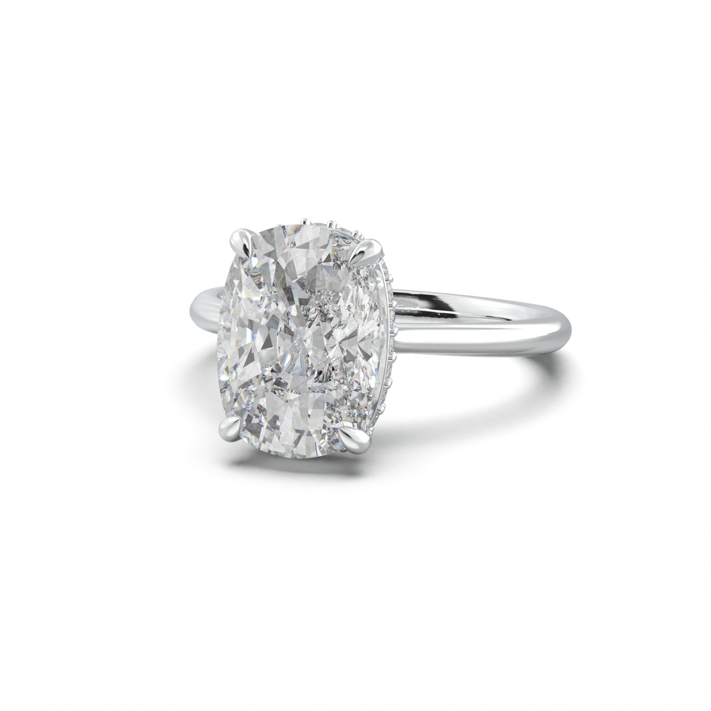 Cushion Hidden Halo Engagement Ring