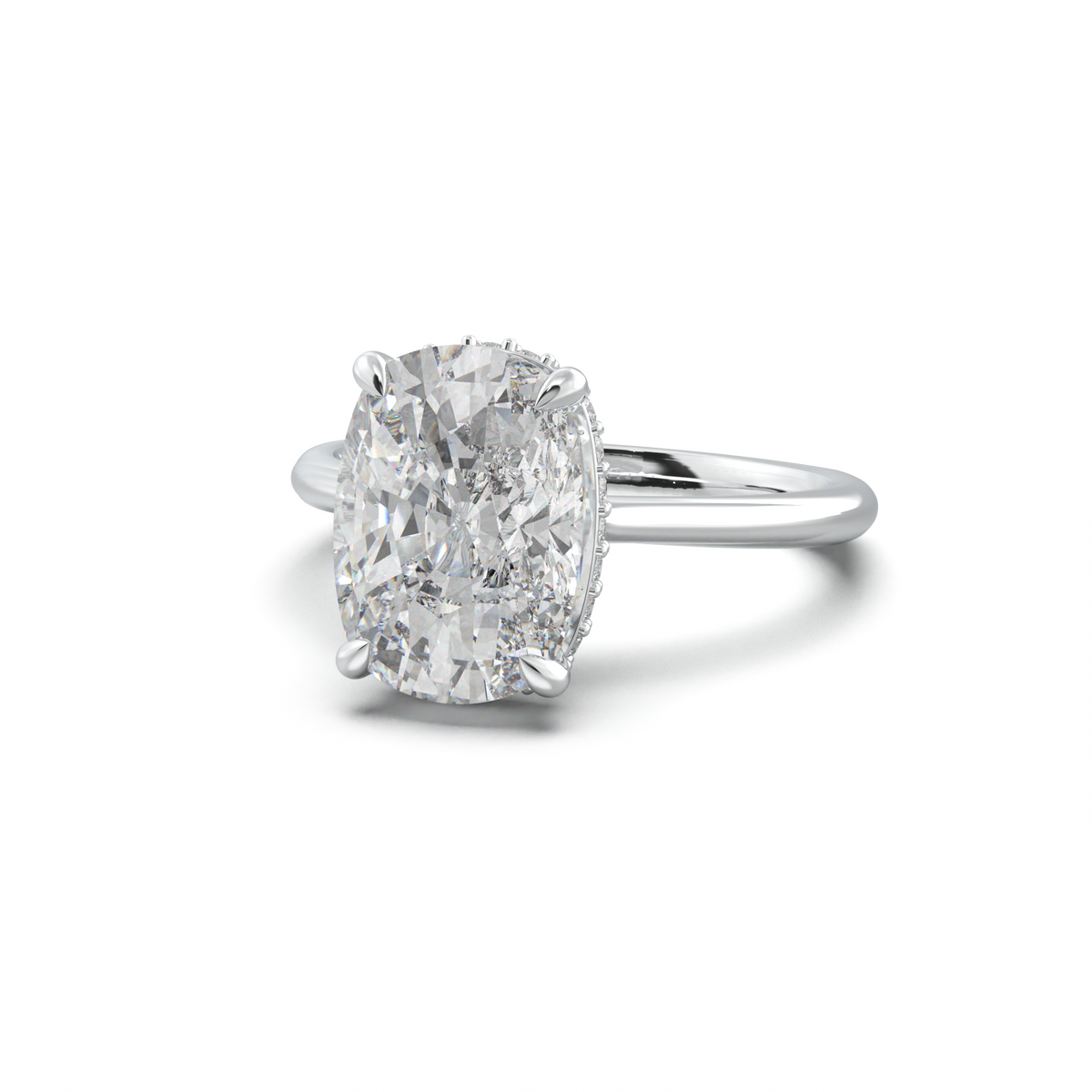 Cushion Hidden Halo Engagement Ring