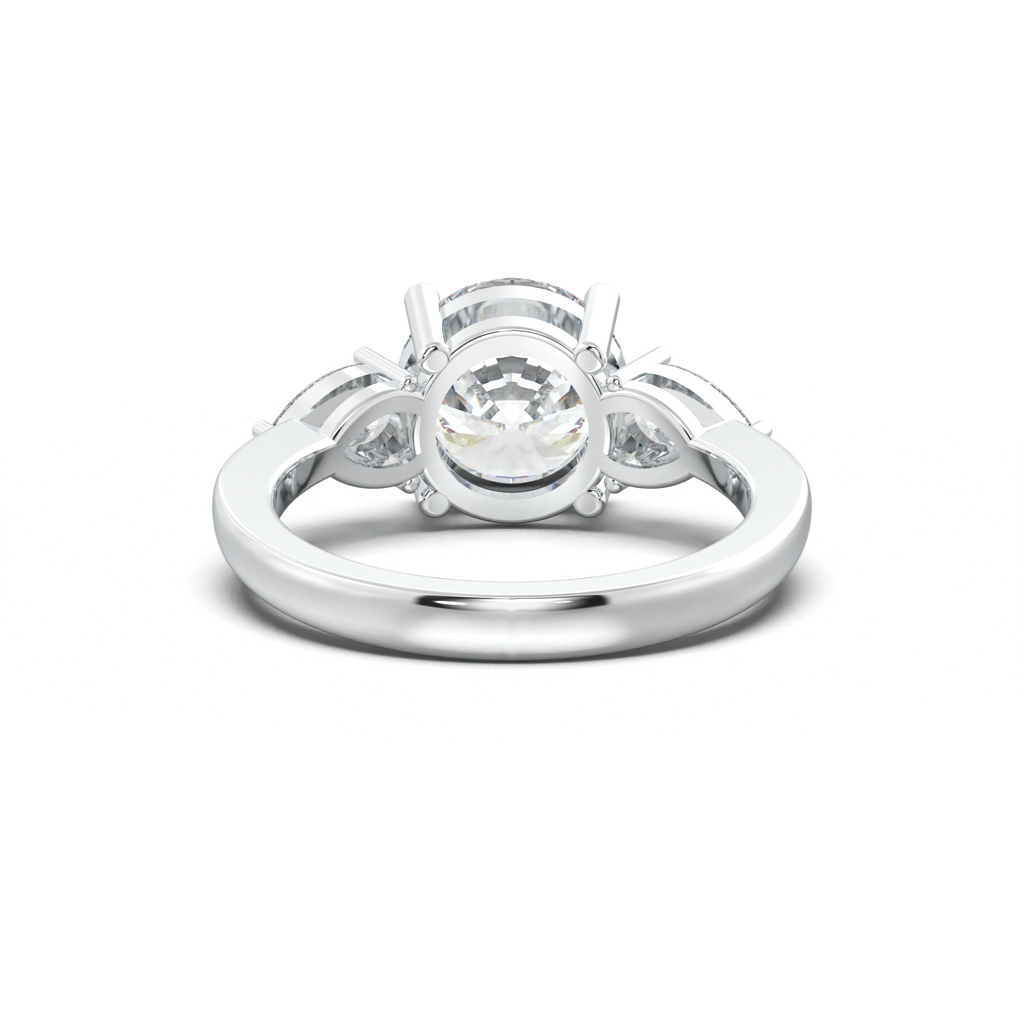 Round Pear Three-Stone Engagement Ring