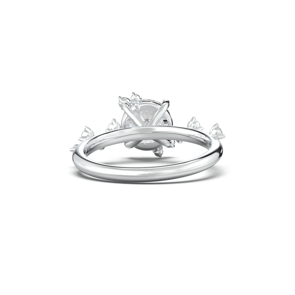 Round Botanical Accent Engagement Ring
