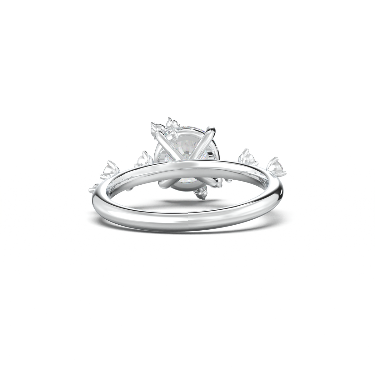 Round Botanical Accent Engagement Ring