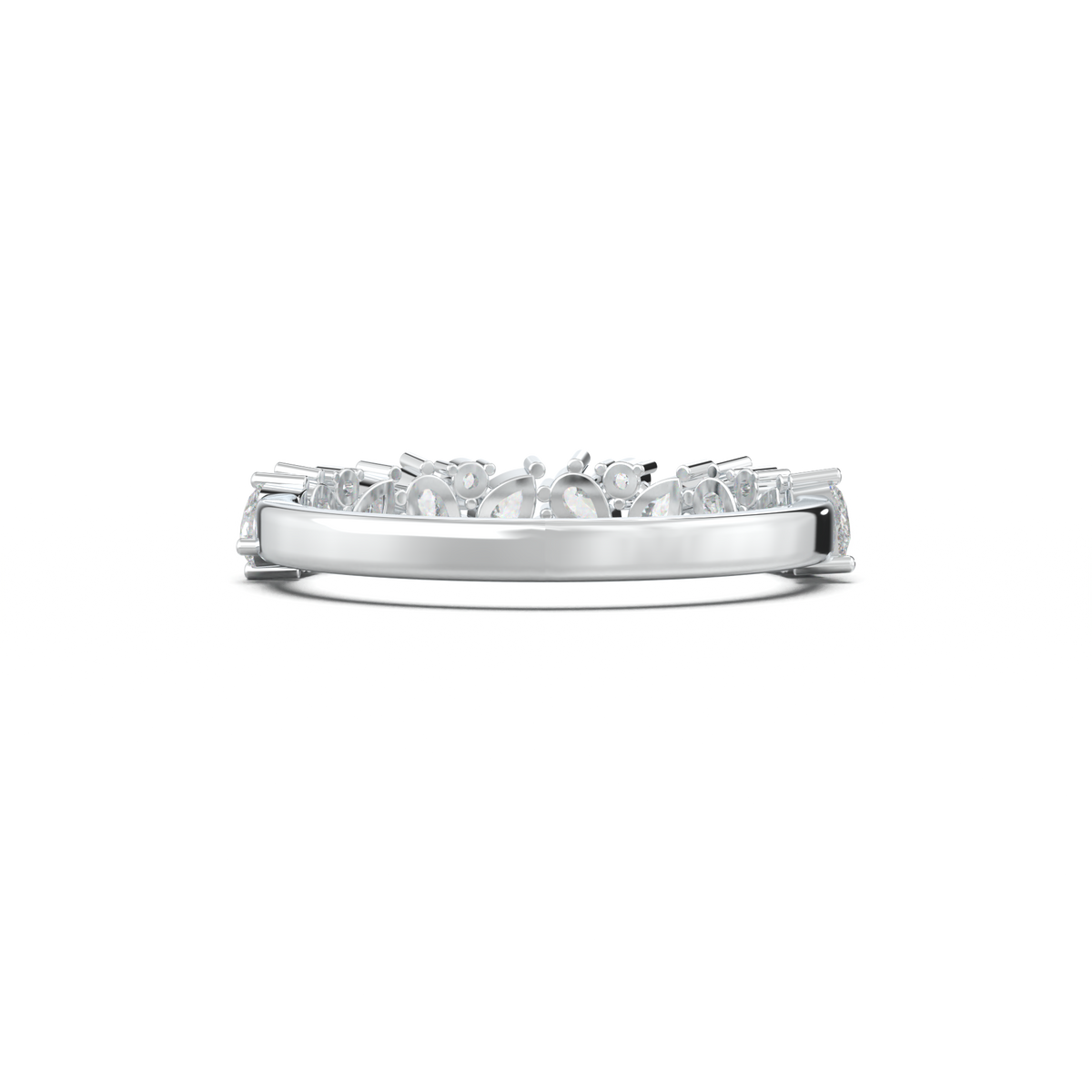 Alternating Pear & Round Half-Eternity Wedding Band