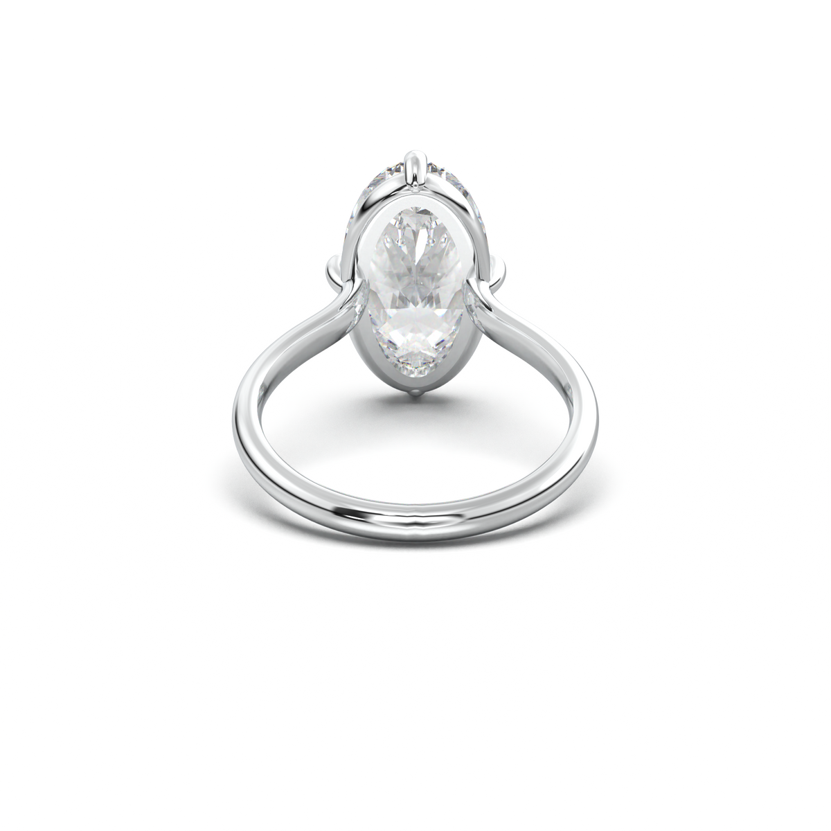 Elongated Moval Solitaire Engagement Ring