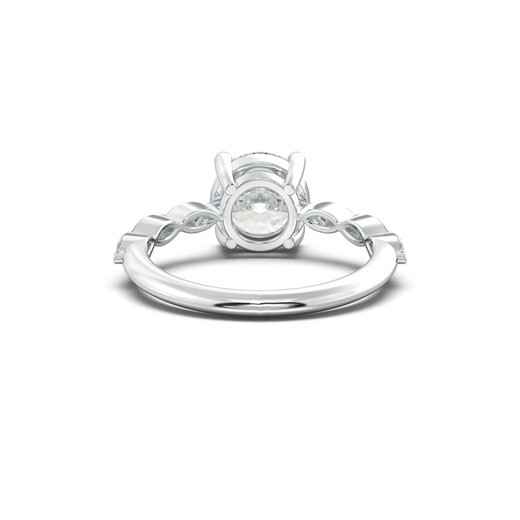 Round Marquise Side-Stone Engagement Ring