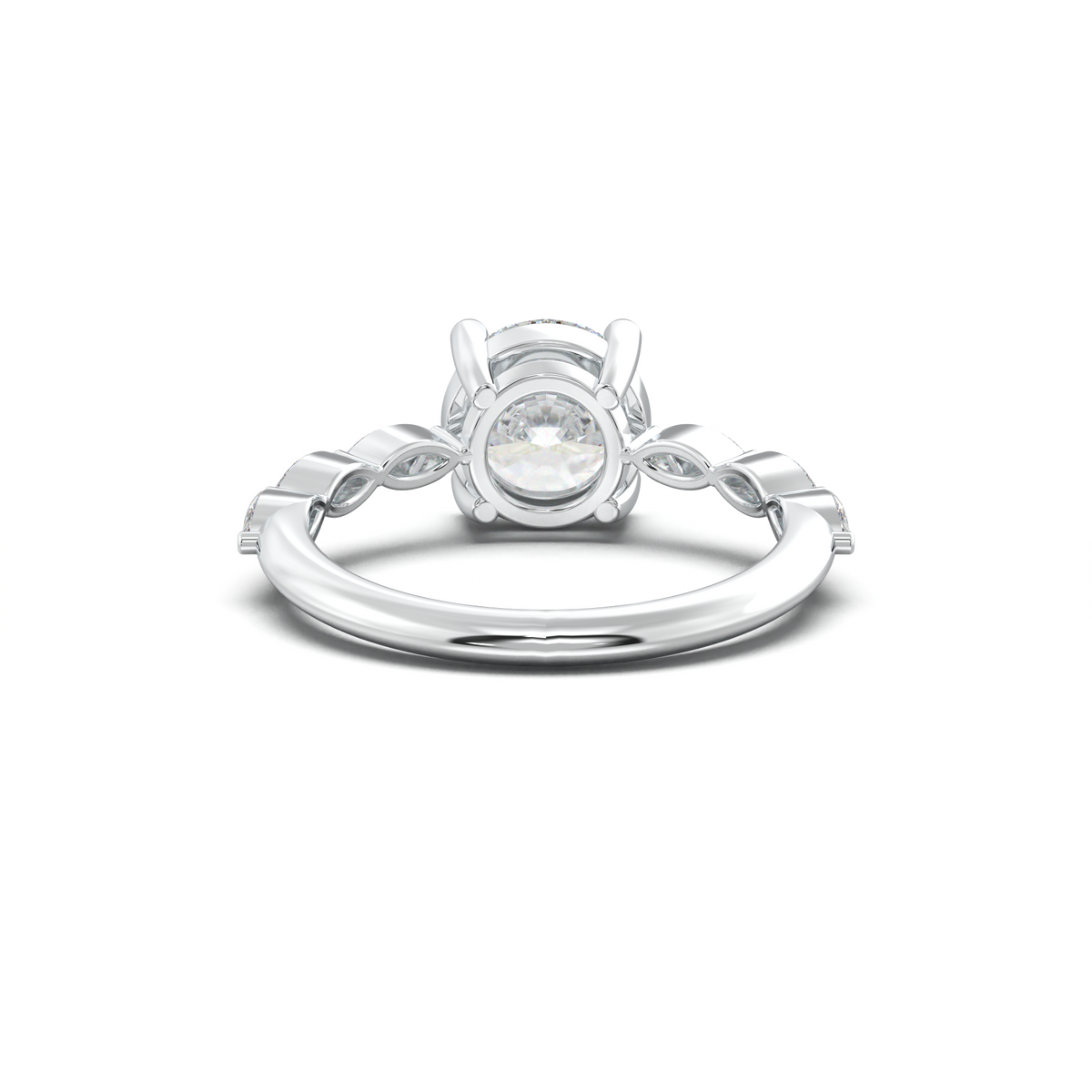Round Marquise Side-Stone Engagement Ring