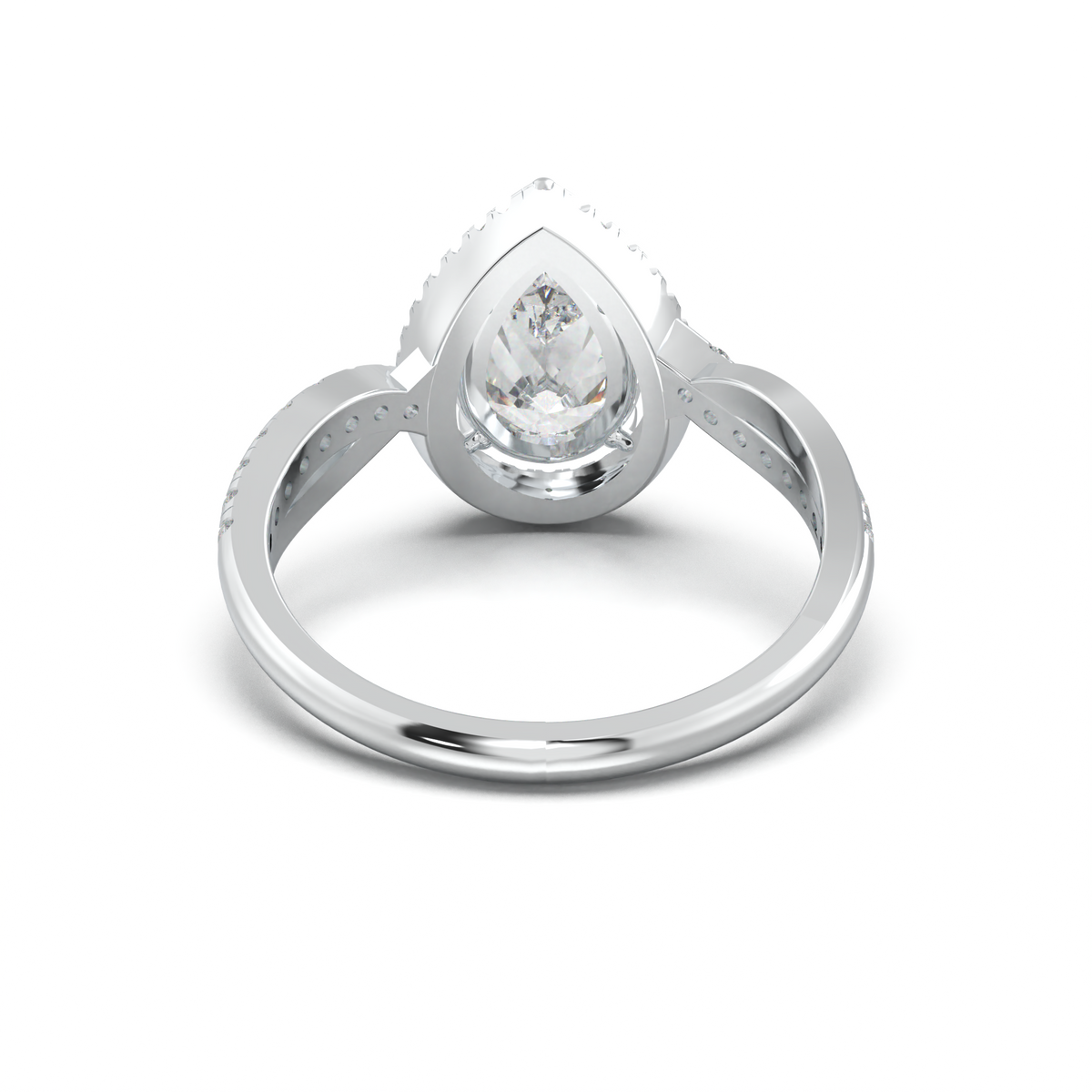 Pear Halo Twisted Pavé Engagement Ring