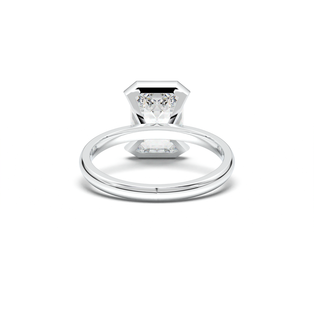 Emerald Cut Half-Bezel Engagement Ring