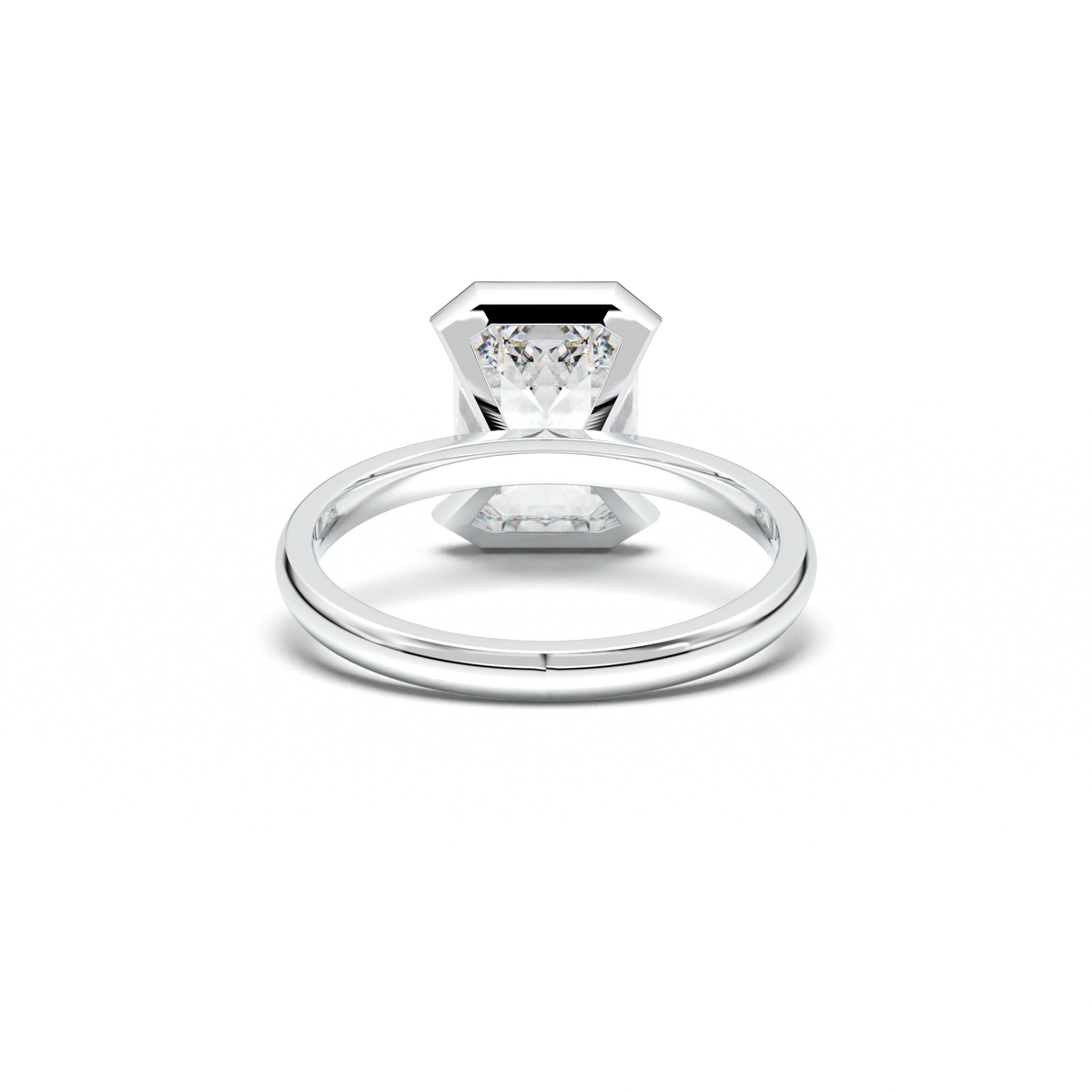 Emerald Cut Half-Bezel Engagement Ring