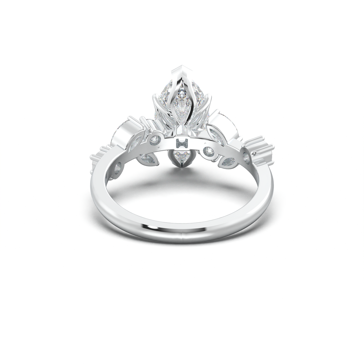 Marquise Mixed Side-Stone Engagement Ring