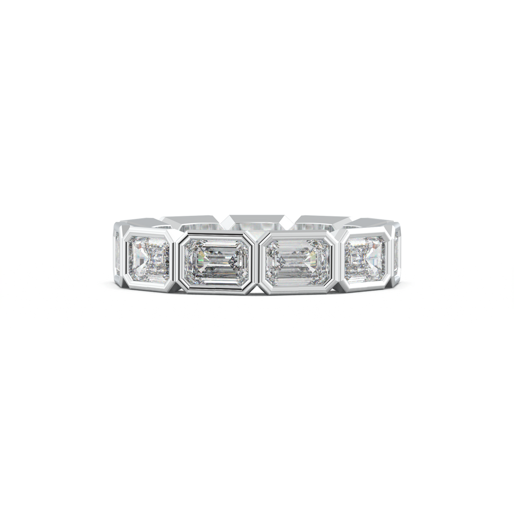 Emerald-Cut Bezel-Style Eternity Wedding Band