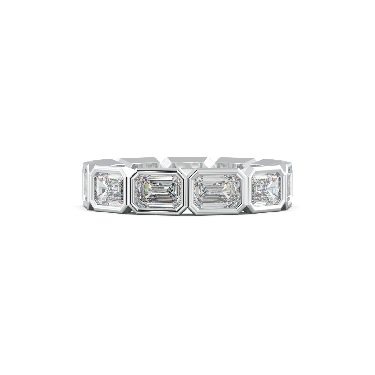 Emerald-Cut Bezel-Style Eternity Wedding Band
