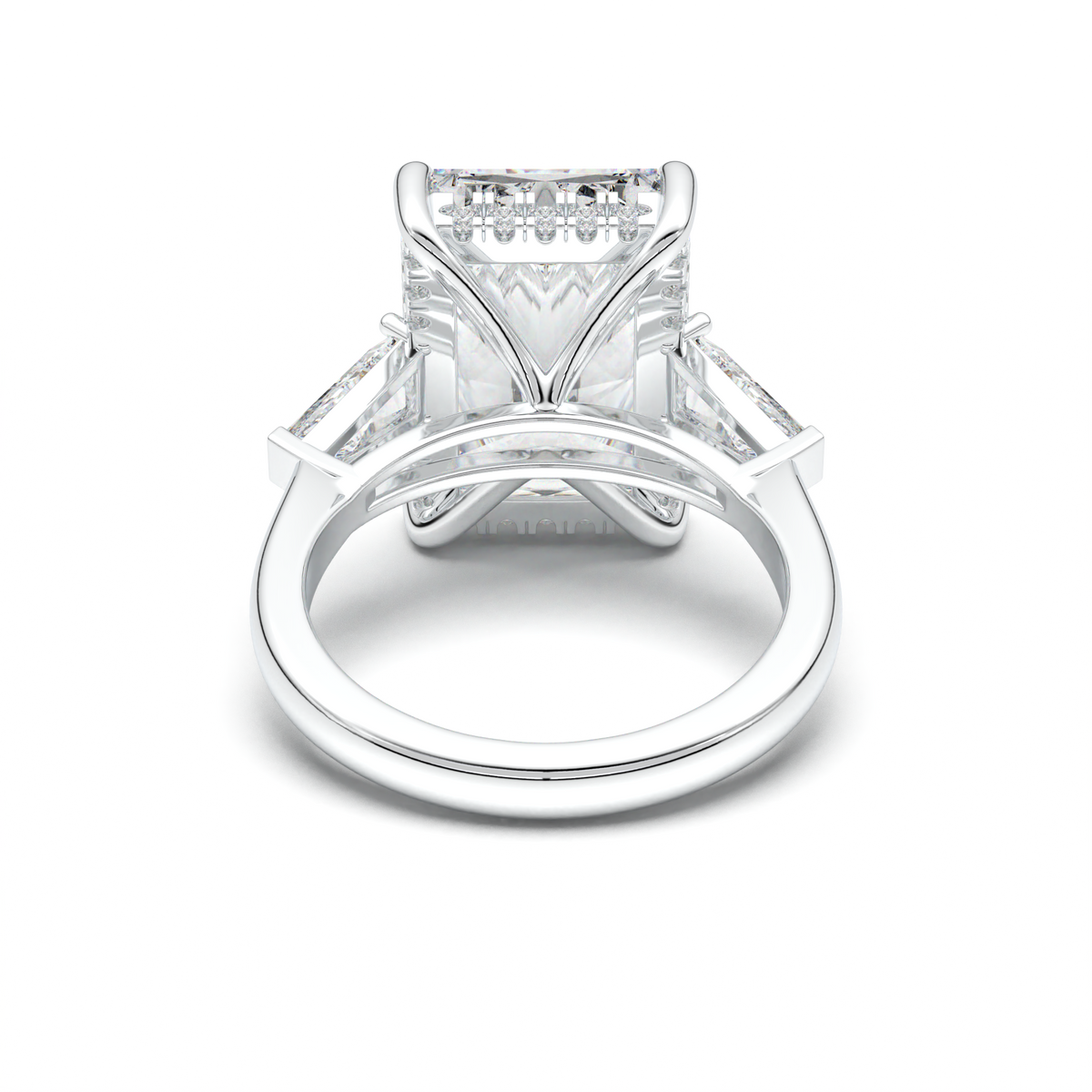Radiant Baguette Hidden Halo Engagement Ring