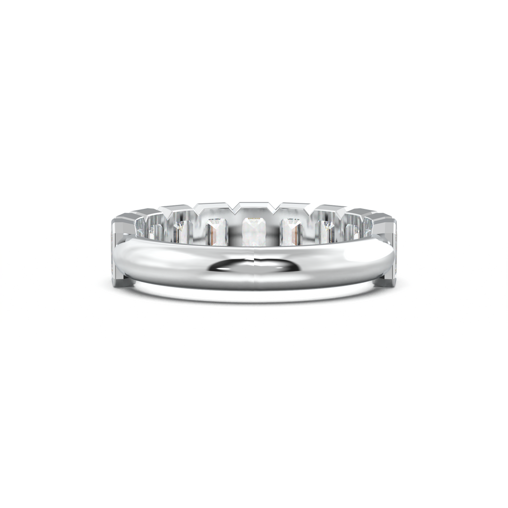 Emerald Bezel Half-Eternity Wedding Band