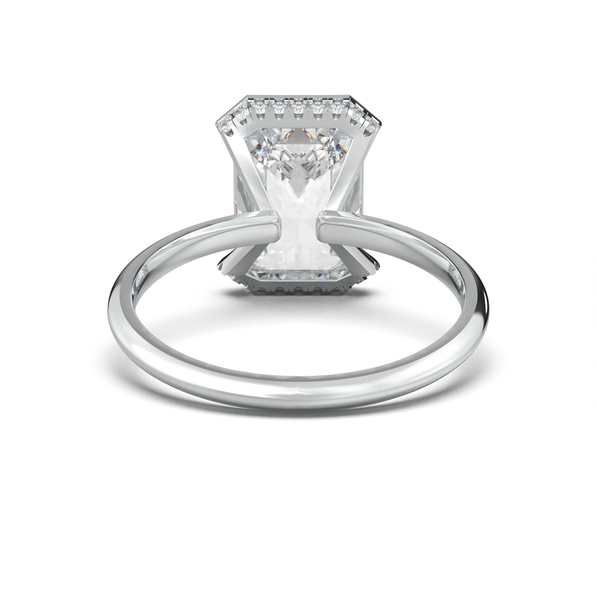 Emerald Hidden Halo Engagement Ring