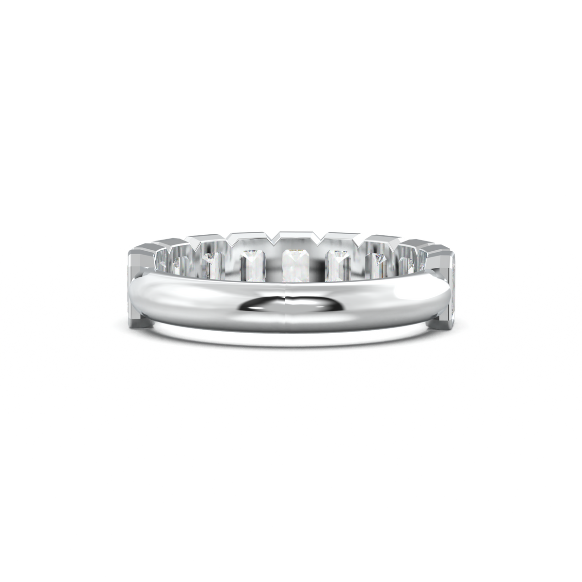Emerald Bezel Half-Eternity Wedding Band