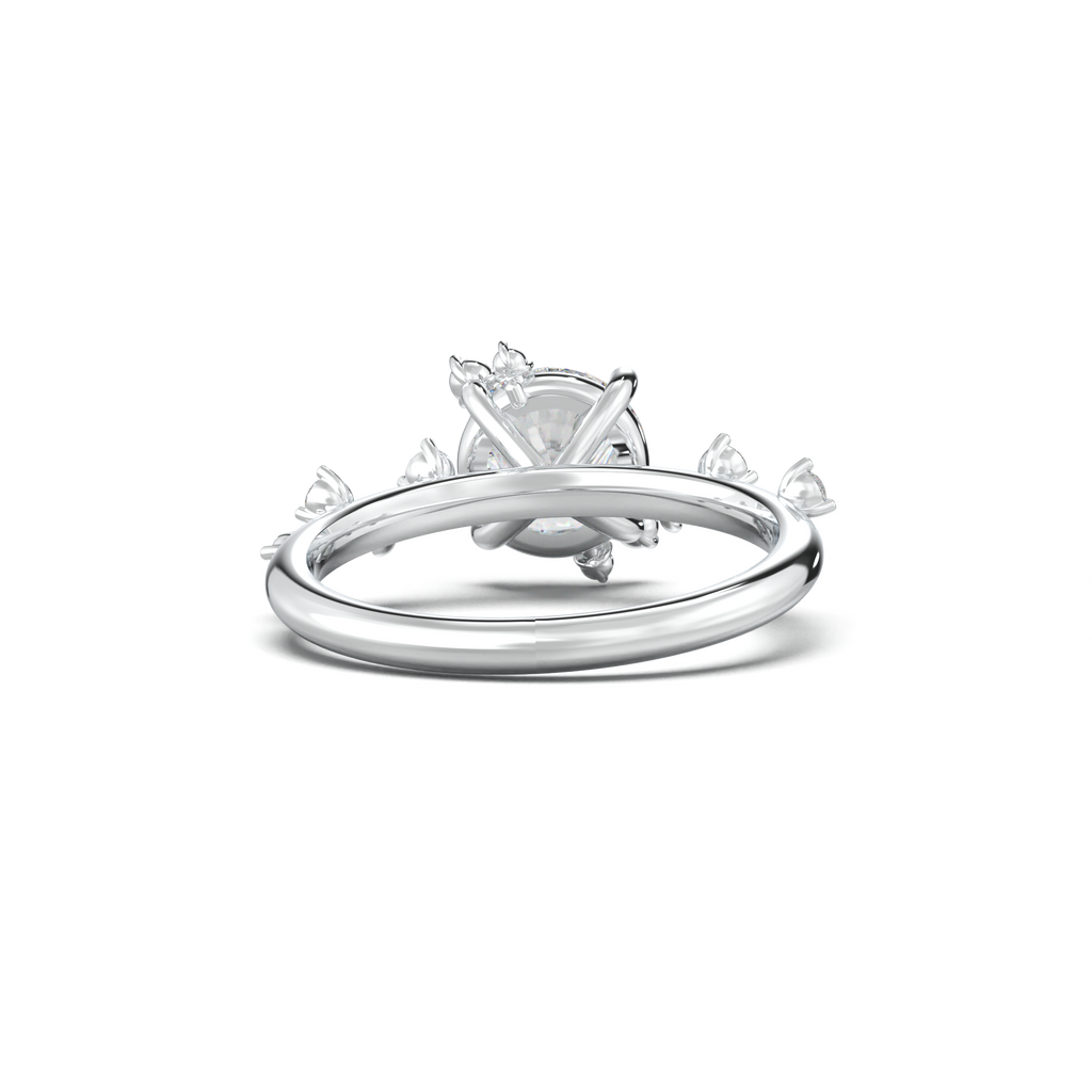 Round Botanical Accent Engagement Ring
