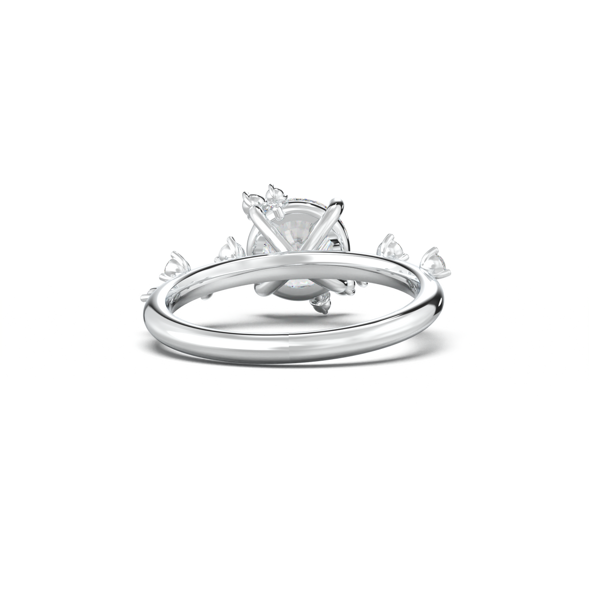 Round Botanical Accent Engagement Ring