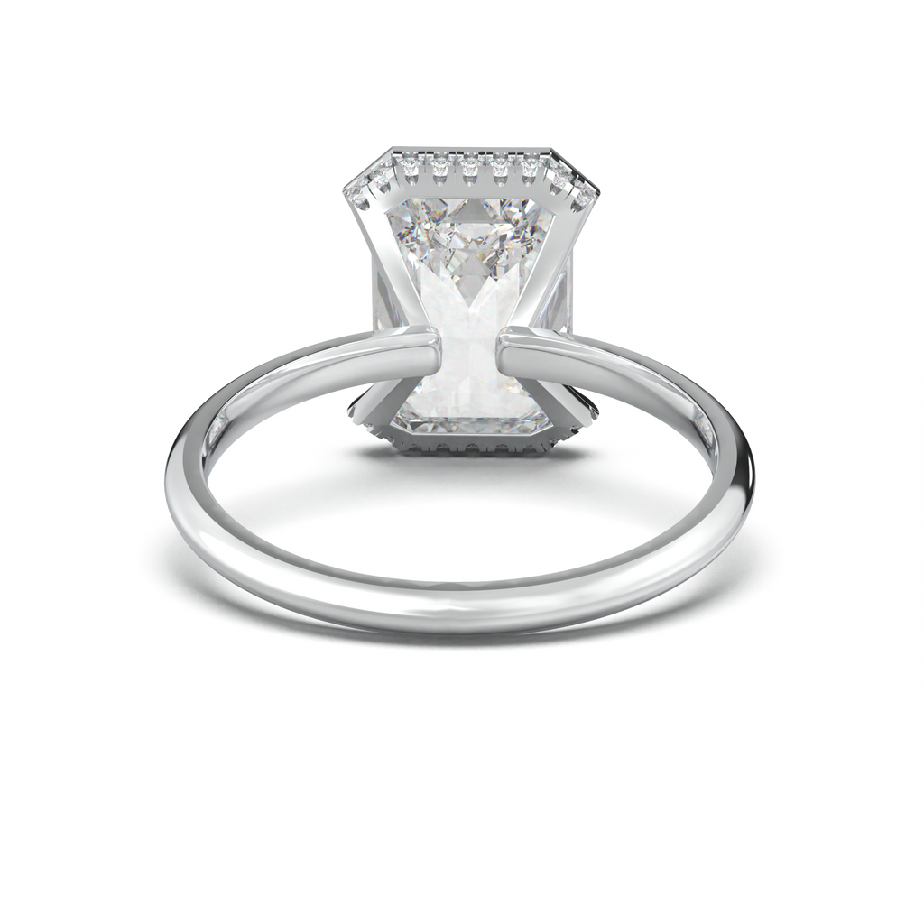 Emerald Hidden Halo Engagement Ring