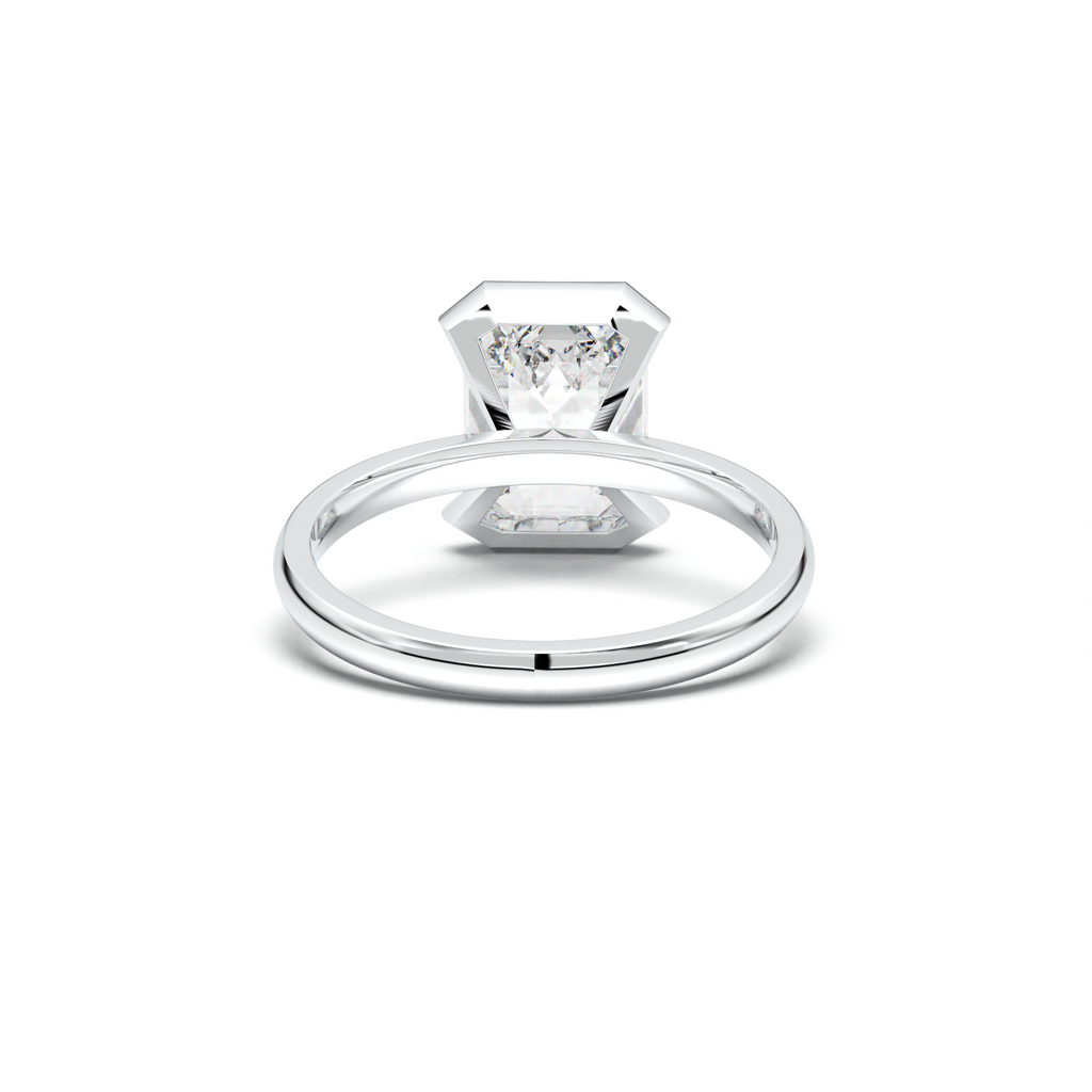 Emerald Cut Half-Bezel Engagement Ring