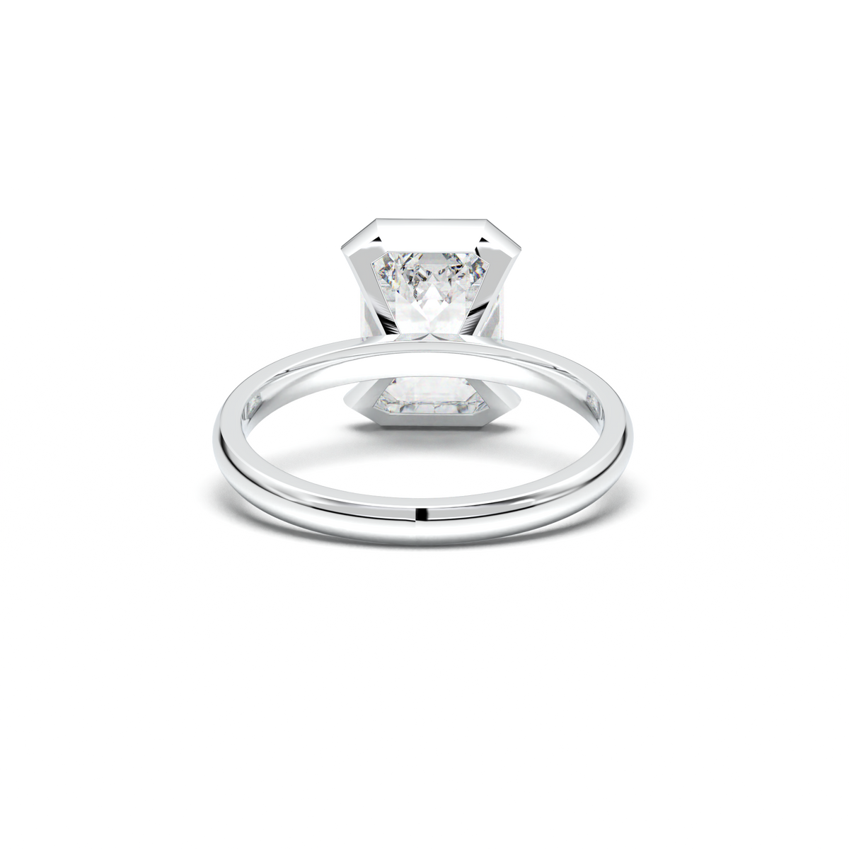 Emerald Cut Half-Bezel Engagement Ring