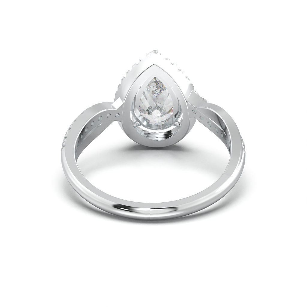 Pear Halo Twisted Pavé Engagement Ring