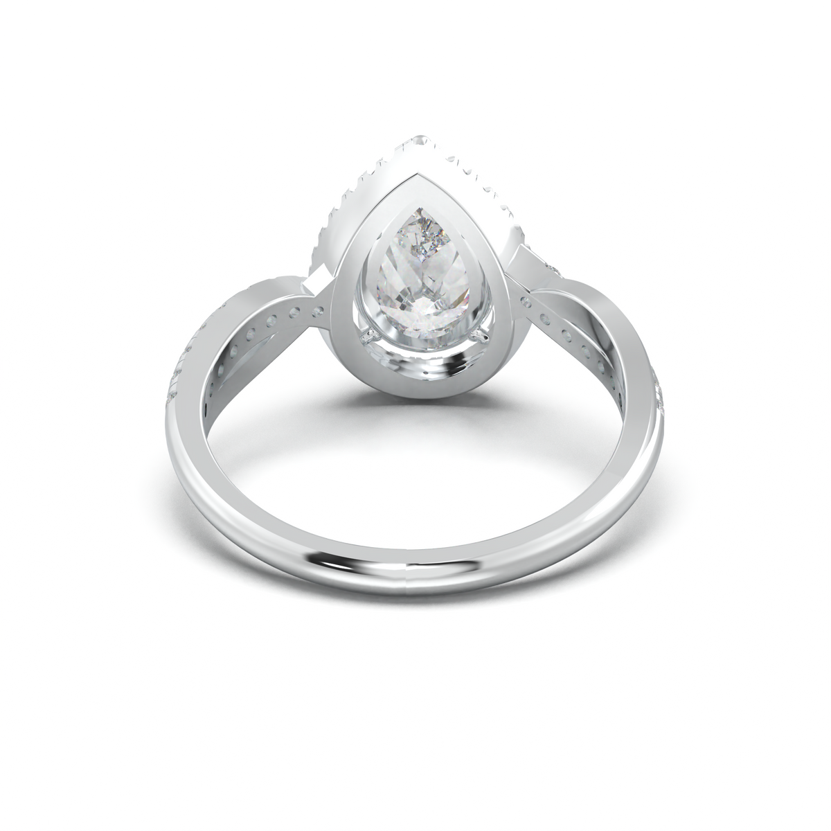 Pear Halo Twisted Pavé Engagement Ring
