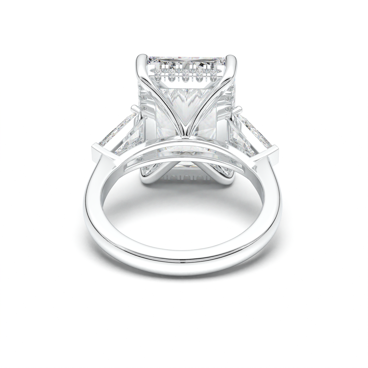 Radiant Baguette Hidden Halo Engagement Ring