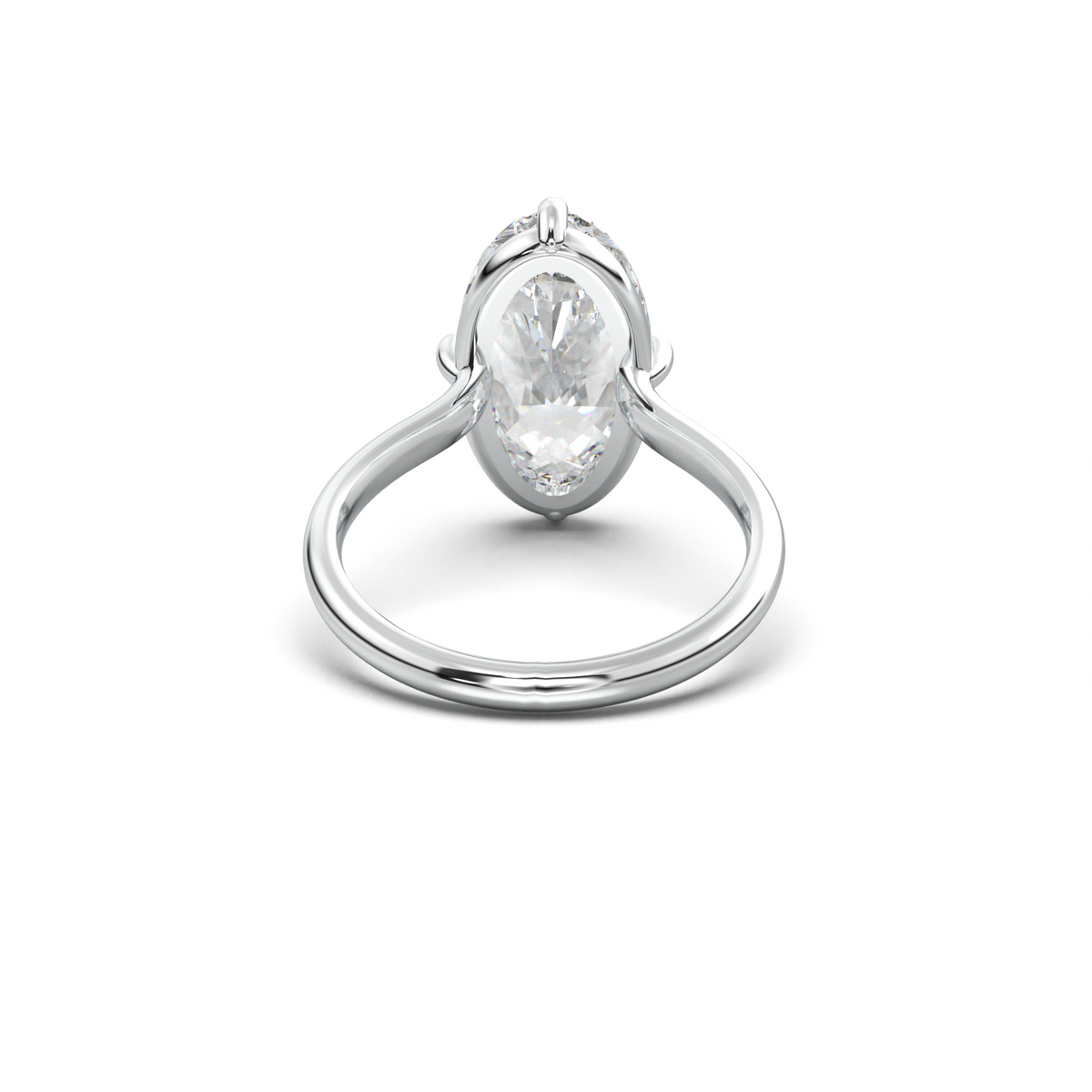 Elongated Moval Solitaire Engagement Ring