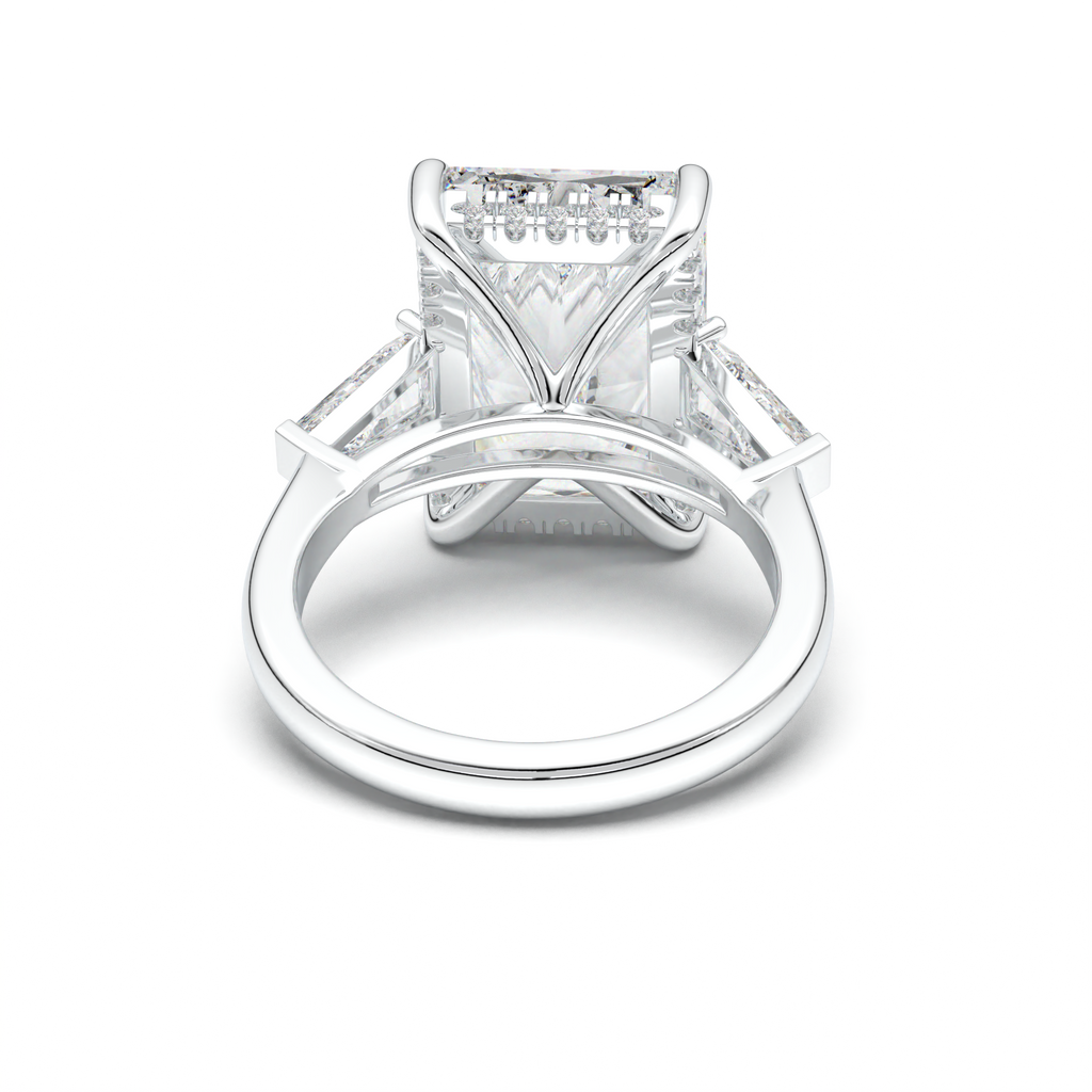 Radiant Baguette Hidden Halo Engagement Ring