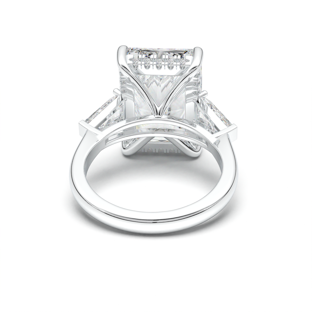 Radiant Baguette Hidden Halo Engagement Ring