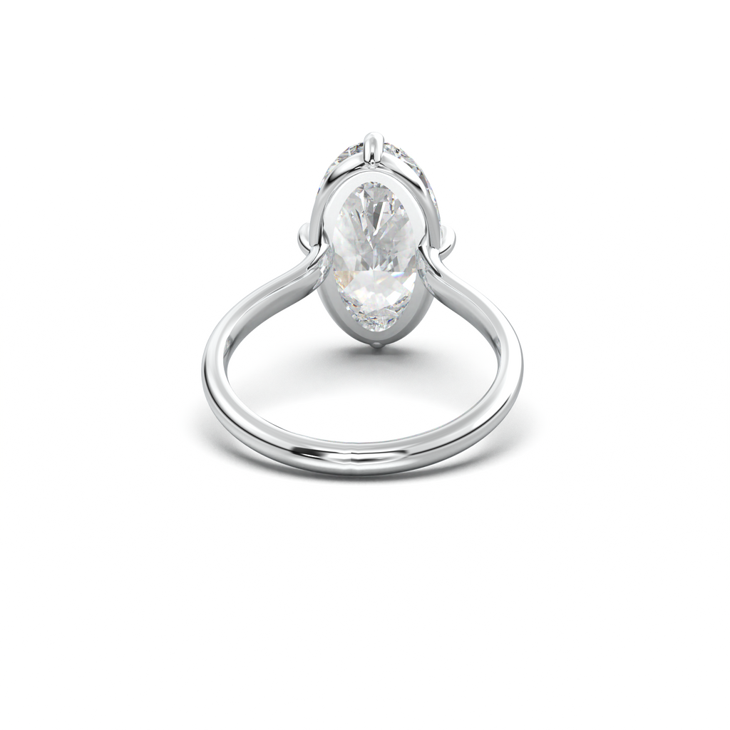 Elongated Moval Solitaire Engagement Ring