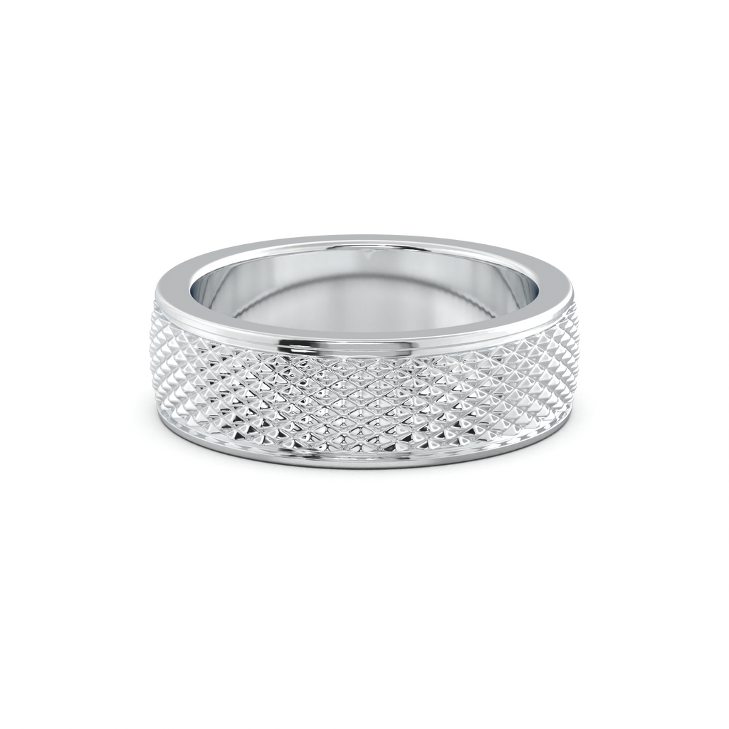 Diamond-Cut Textured Men's Wedding Band