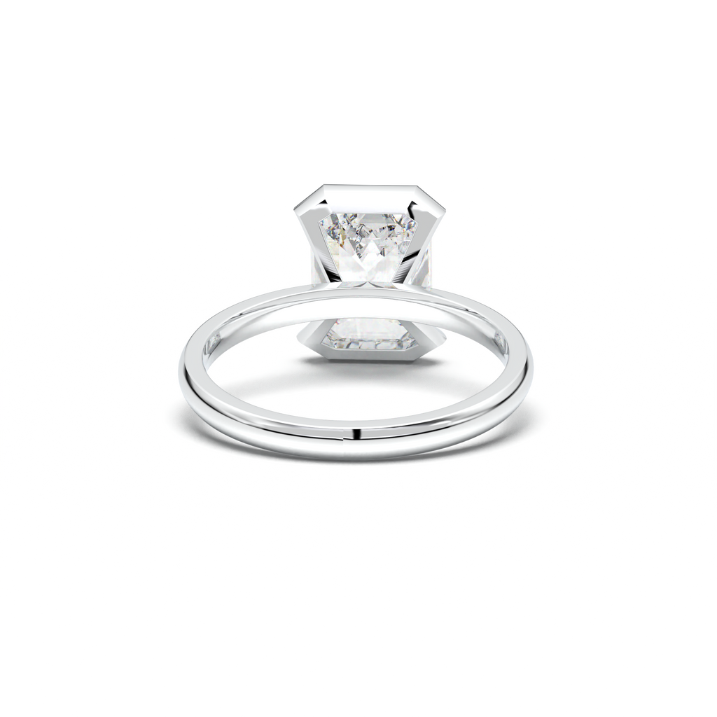 Emerald Cut Half-Bezel Engagement Ring