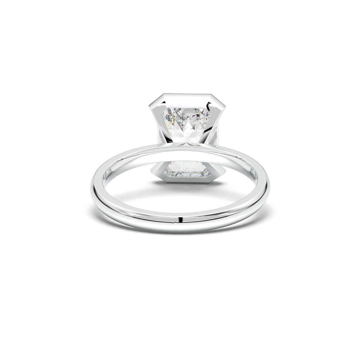 Emerald Cut Half-Bezel Engagement Ring