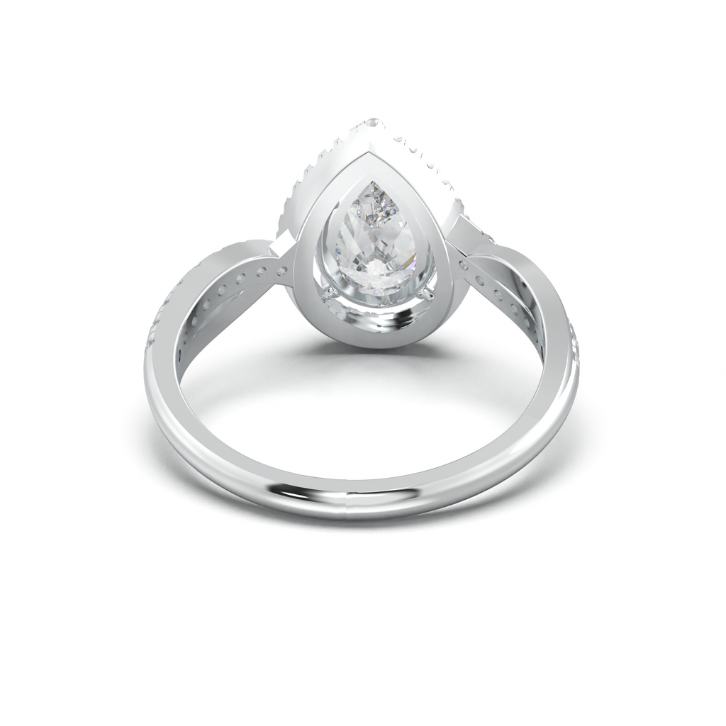Pear Halo Twisted Pavé Engagement Ring