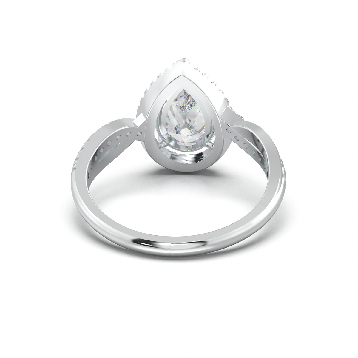 Pear Halo Twisted Pavé Engagement Ring