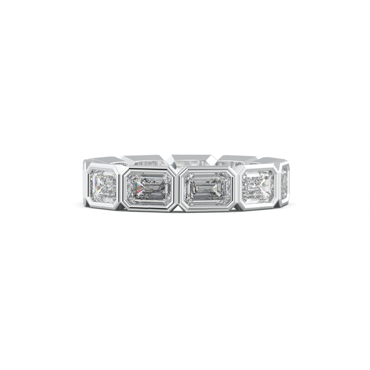 Emerald-Cut Bezel-Style Eternity Wedding Band